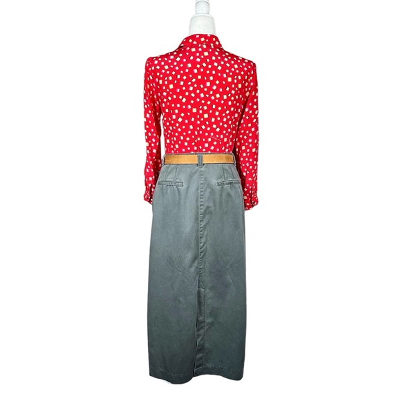 FERRAGAMO Vintage Silk Logo Printed Long Sleeve Button Down Top - Picture 10 of 13